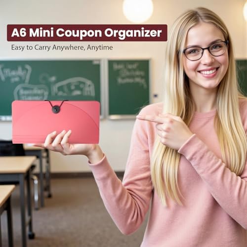13 Pocket A6 Receipt Organizer, 2 Pack Small Accordion File Organizer, Coupon Organizer with Labels - Pink - Image 6