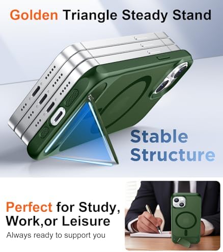 Temdan Magnetic Compatible with iPhone 14 Case/iPhone 13 Case,[Built-in Invisible Kickstand][Compatible with MagSafe][Military Grade Shockproof] Slim Translucent Matte Phone Case for iPhone 14/13 6.1" - Image 5