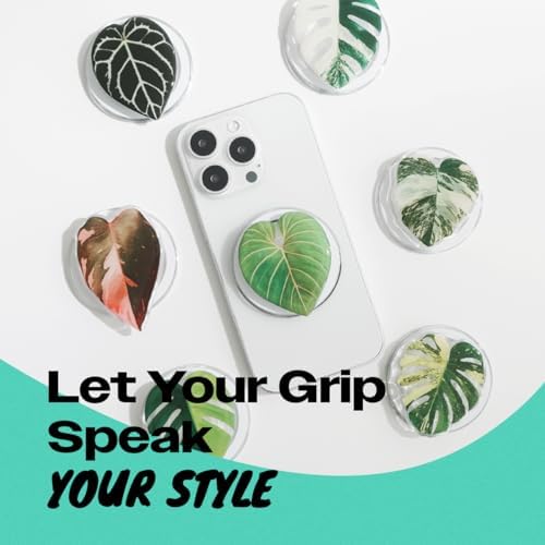 OnTheGrip Compatible with Magsafe Magnetic Cute Acrylic Tropical Leaf Design Collapsible Mobile Phone Grip Stand Holder for Smartphone Tablet Cell Phone Accessory (Aurea Monsera) - Image 3