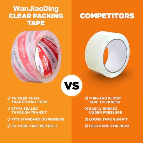 Packing Tape Refills, Clear, Packaging Tape Heavy Duty Designed for Moving, Shipping and Packing, Mailing,1.88" x 60 yds, 4 Roll - Image 6