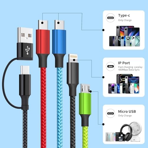 Travel 4 in 2 Multi Charging Cable, Dual Type-C, 1Pack 5FT - Image 2