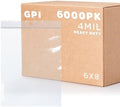 6,000 Count - 6" X 8" Clear Plastic Zip Bags, Heavy-Duty 4 Mil Thick Durable Poly Baggies With Resealable Zipper Lock, Hang-Hole For Display. GPI by GPI