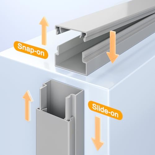 Delamu 157in Cord Hider, Cord Cover Wall Cable Management, Paintable Wire Cover for Cords, Cable Hider Raceway Kit, Cable Cover Concealer, Wire Hiders for TV on Wall, 10 X L15.7 W1.18 H0.6in, Grey - Image 5