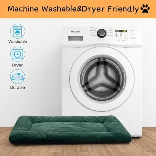 Dog Crate Pad Washable Dog Bed for Crate Large Cozy Mat 48-Inch Green - Image 5