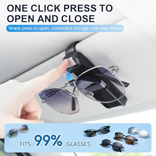 UYYE Strong Grip Sunglass Holder for Car Visor Clip - Universal Non-Slip Glasses Holder for Car Accessories, Visor Sunglasses Holder Clip for Women & Men, Car Sunglass Clip Organizer - Image 2