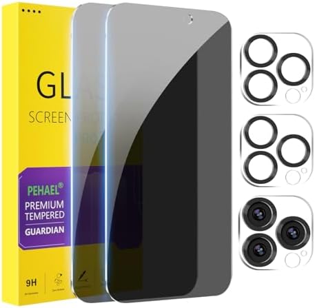 PEHAEL for iPhone 15 Pro Privacy Screen Protector+Camera Lens Protector by PEHAEL