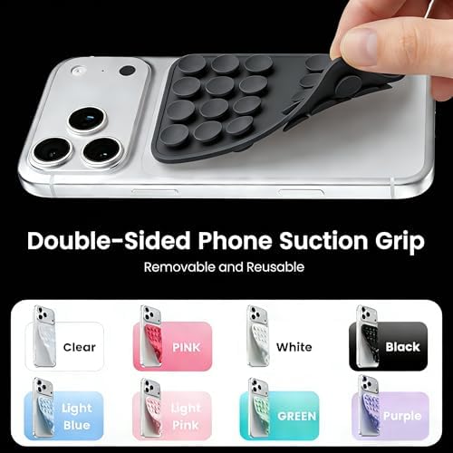 (2 Pack) Upgraded Double Sided Silicone Suction Cup Phone Case Mount, Black - Image 2