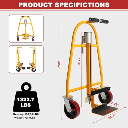 Manual Furniture Mover Tool Set,Heavy Duty Moving Dolly, 1300 lbs Capacity, 12" Lift Height.Machinery Mover Pake Handling Tools. （(Set of 2)） - Image 6