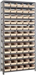 Quantum Storage Systems 1875-104IV Steel Shelving Unit with 4" Shelf Bins, 18" D x 36" W x 75" H, Ivory by QuantumStorageSystems