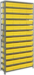 Quantum Storage Systems 1275-701YL Solid Heavy Duty 13 Shelves 48 Super Tuff Euro Yellow Bins 75" H x 36" W x 12" D by QuantumStorageSystems