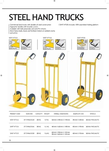Stanley Steel Hand Truck-300KG, Yellow, SXWTC-HT526 - Image 6