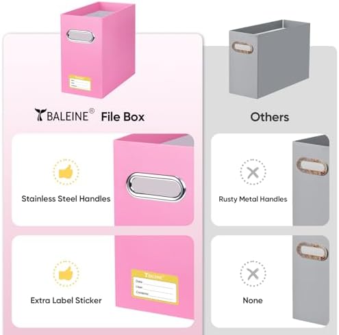 BALEINE 4PK File Organizer Box, Cardboard File Folder Organizer with Handle - Image 5