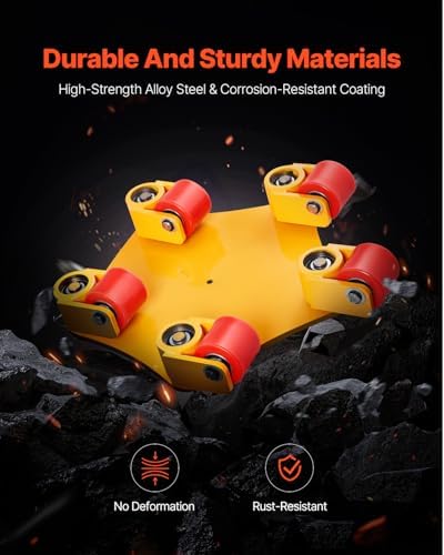 VEVOR Machine Skate, 8800 lbs Machinery Moving Skate, Machinery Mover Skate with 360° Rotation Cap and PU Swivel Rollers, Heavy Duty Industrial Machinery Mover with Handle for Warehouse, Workshop - Image 4
