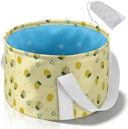 Foldable Bucket for Soaking Feet, Portable Foot Bath Tub Spa Basin Yellow Footbath Bucket for Travel Home Pedicure Outdoor Camping/Wash Face Vegetables Fruits(Yellow) by Unknown