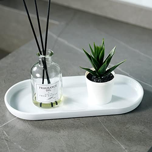 SheeChung Acrylic Vanity Tray, Bathroom Makeup Organizer Countertop, White - Image 3