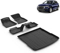 All Weather Car Floor Mats & Cargo Liner Set Fit for Audi Q5 2018-2024 2025 (Not for Q5 PHEV Models) Floor Liners Trunk Liner Audi Q5 Cargo Mat Accessories Black by VOUKIY