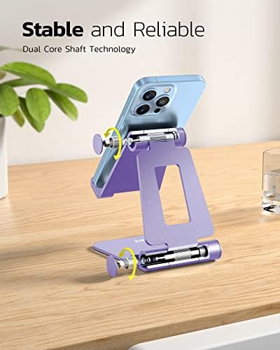 Nulaxy Full Aluminum Dual Folding Cell Phone Stand for Desk, Purple - Image 4