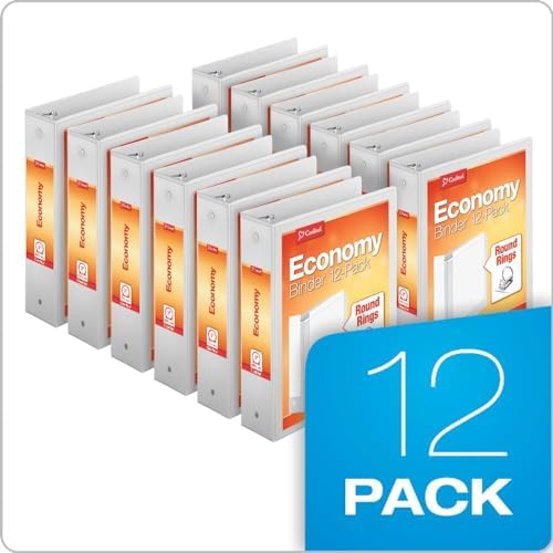 Cardinal Economy 3-Ring Binders, 3", Round Rings, Holds 625 Sheets, ClearVue Presentation View, Non-Stick, White, Carton of 12 (90651) - Image 6