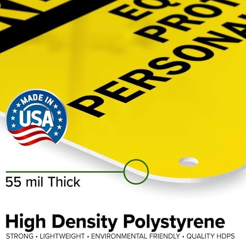 Caution Personal Protective Equipment Required Beyond This Point Bilingual Osha Sign, 18x24 Inches, 55 mil thick HDPS (high density polystyrene), Made in USA by My Sign Center - Image 3