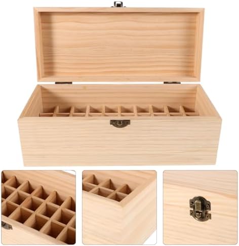 Healeved Essential Oil Storage Box Pine Wood Aromatherapy Oil Storage Organizer with Multiple Compartments Essential Case Organizer for Display Home Spa Perfume Bottle 10.55 X 4.60 X 3.93 in - Image 2