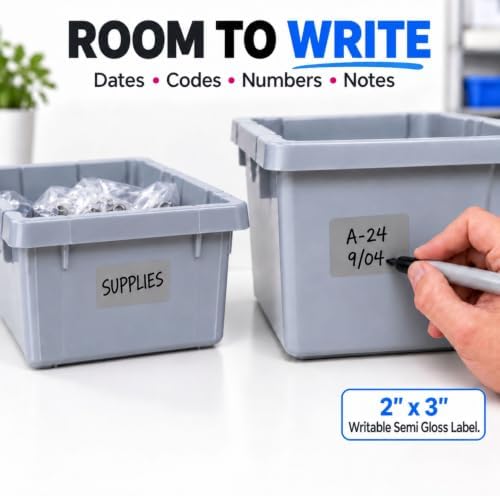 ChromaLabel Gray Rectangle Labels, 2 x 3 Inch, Writable Paper, 250/Box - Image 4