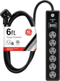 GE Surge Protector Power Strip,6 Ft Extension Cord,6 Outlet Extender,800 Joules,Flat Plug,Twist-to-Close Safety Covers,ETL Listed,Black,33661,(Pack of 10) by Unknown