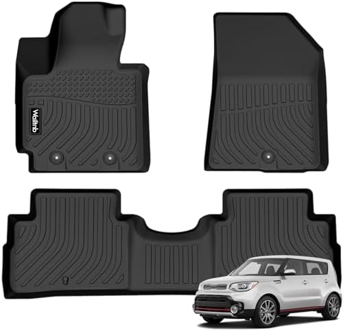 Floor Mats Custom for Kia Soul 2014-2019 All Weather Protection TPE Rubber Waterproof Floor Liners Fits Front& 2nd Row Full Set Black Accessories by Wailtnb
