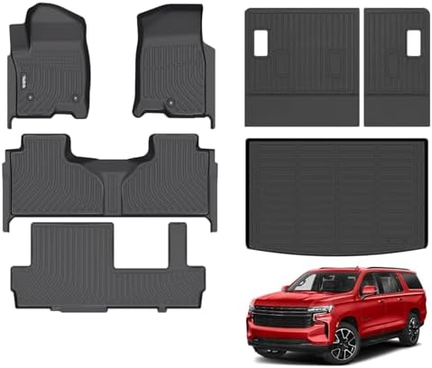 Wailtnb-Floor Mats & Cargo Liner Backrest Mat for 2021-2026 Chevy Suburban & GMC Yukon XL 8 Seats (Bench Seating) Floor Mat All Weather Liner Car Mat for Chevy Suburban 2021-2026 8 Seat Accessories by Wailtnb