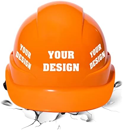 Safety Hard Hat Customize Logo Protective Head Outdoor Work Hat (Orange (Standard)) by YOWESHOP