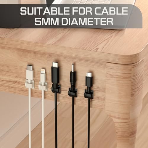 KGROTE 100PCS Cable Clips, Adhesive Wire Clips Strong Cord Clips Wire Holders, Cable Management Clips for Desk, Wall, Car, TV, Ethernet Cable (White, Small) - Image 3