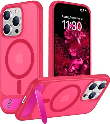 Temdan Magnetic Compatible with iPhone 15 Pro Max Case, [Built-in Invisible Kickstand][Compatible with MagSafe][Military Grade Shockproof] Slim Translucent Matte Phone Case for iPhone 15 Pro Max 6.7" by Temdan