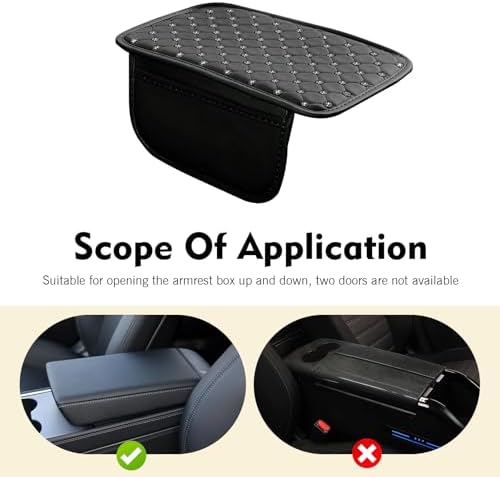 Car Center Console Cover, Leather Waterproof Armrest Cover Protector with 2 Side Storage Bags, 7.87" x 11.8" Comfort Anti-Slip Armrest Seat Box Pad, Universal for Most Cars (Black) - Image 6