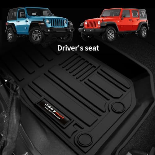 Custom Fit Floor Liners for 2007-2018 Jeep Wrangler 4-Door, Wrangler JK 2-Door Front Floor Mats All Weather TPE Rubber Accessories (Set of 2 Mat) - Image 2