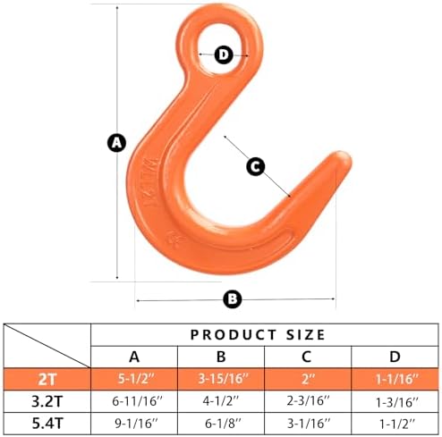 Leero 4,409 Lbs Safety Lifting Hooks with Large Opening Crane Hook 4 Pcs - Image 2
