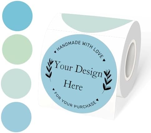 3 Inch Round Thermal Label Printer Stickers, Self-Adhesive Direct Thermal Labels Stickers, Waterproof/Perforation Line Design- 300 Sheets/Multi-Colored by Unknown