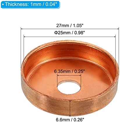 PATIKIL 1" Copper End Cap with 1/4" Hole, 10 Pcs Pipe Fitting Sweat Plug Connection for Water Pipe Plumbing, HVAC, Refrigeration System - Image 2