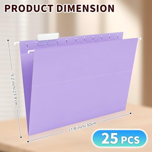 25-Pack Light Purple Hanging File Folders, Letter Size, Includes 35 Transparent Label Cards & 50 Sticker Labels,1/5-Cut Tabs for Home & Office Organization - Image 4