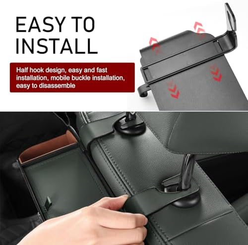 Car Back Seat Storage Box, Leather Car Seat Back Multifunctional Organizer, Detachable Partition Design Backseat Storage Box for Cars, Great Fit for Kids and Travel (Beige) - Image 5
