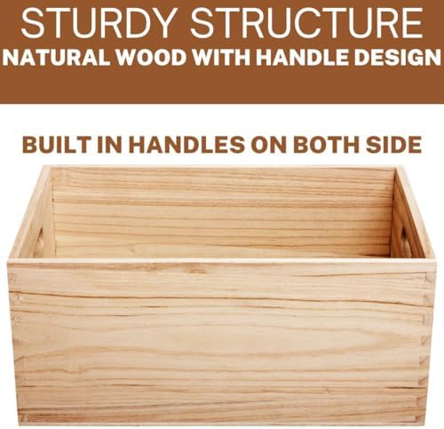 Unfinished Wooden Crates 4 Pack - Nesting Pine Wood Boxes with Handles - Image 3