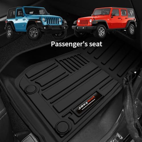 Custom Fit Floor Liners for 2007-2018 Jeep Wrangler 4-Door, Wrangler JK 2-Door Front Floor Mats All Weather TPE Rubber Accessories (Set of 2 Mat) - Image 3