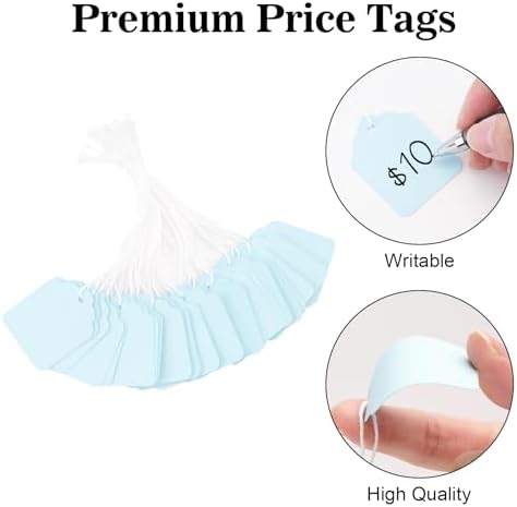 joycraft 200Pcs Price Tags with String Attached, 1.4x1.8 in Blue Gift Tags - Image 3
