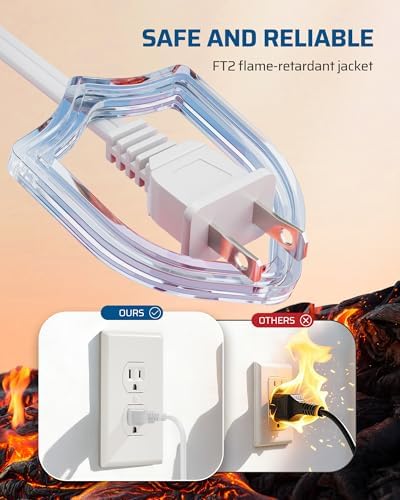 DEWENWILS 6FT Extension Cord, AWG16/2 13A/125V, White, ETL Listed, 2 Pack - Image 4