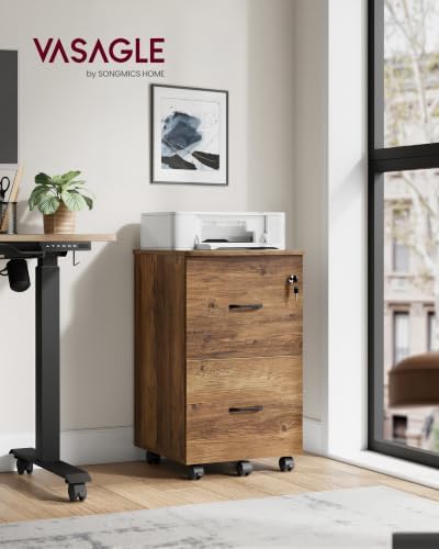 VASAGLE 2-Drawer File Cabinet, Small Rolling, Locking, Printer Stand - Image 2