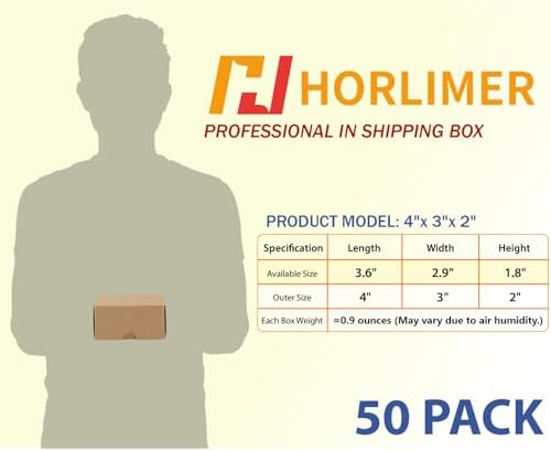 HORLIMER 4x3x2 inches Shipping Boxes Set of 50, Brown Corrugated Cardboard Box Literature Mailer - Image 2