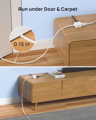 TROND 360 Rotating Flat Plug Extension Cord 8ft, 3 AC, ETL Listed, White - Image 6