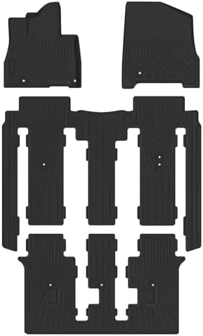 Powerty Floor Mats for 2022-2025 2026 Kia Carnival Gas 8 Seats (NOT for Prestige & Hybrid Models) All Weather 3D TPE Anti-Slip Car Liners for 1st & 2nd & 3rd Row Accessories by Powerty