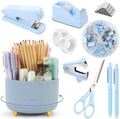 SKYDUE Blue Desk Accessories 11Pcs with Rotating Pen Holder for Desk by SKYDUE