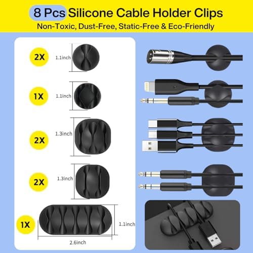 [313Pcs] Cable Management Kit, Reusable Computer Desk Cord Organizer, Black - Image 4