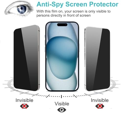 PEHAEL for iPhone 15 Privacy Screen Protector+Camera Lens Protector - Image 4