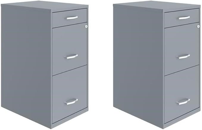 Scranton & Co Set of 2 18" D 3-Drawer Metal Filing Cabinet by Unknown